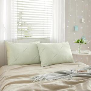 Dearfoams Bed Pillows – Standard/Queen Size – Set of 2 – 85% Polyester and 15% Rayon Bamboo Bed Pillow with Soft Knit Cover for Back, Side and Stomach Sleepers