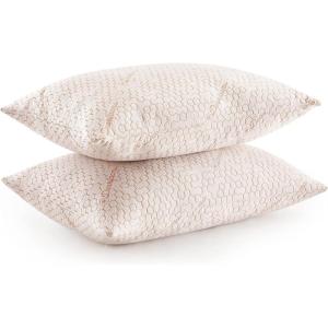 Dearfoams Bed Pillows,Set of 2 Standard/Queen Size,Down Alternative Copper-Infused Pillows with Soft Knit Cover,Supportive for Back, Side & Stomach Sleepers(Copper)