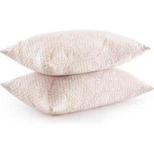 Dearfoams Bed Pillows,Set of 2 Standard/Queen Size,Down Alternative Copper-Infused Pillows with Soft Knit Cover,Supportive for Back, Side & Stomach Sleepers(King)