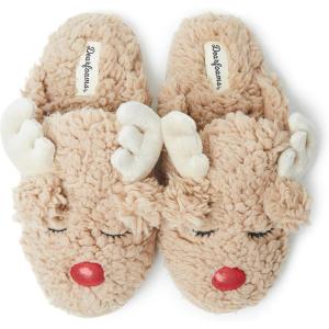 Dearfoams Matching Family Holiday Christmas Reindeer & Turkey Scuff(Women’s Reindeer)
