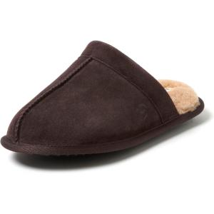 Dearfoams Men’s Bradford Genuine Suede House Shoe Scuff Slipper(Coffee)
