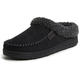 Dearfoams Men’s Brendan Indoor/Outdoor Breathable Memory Foam Clog House Shoe with Wide Widths Slipper(Black 2)