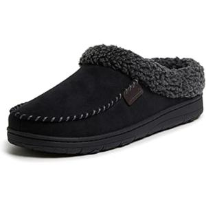 Dearfoams Men’s Brendan Indoor/Outdoor Breathable Memory Foam Clog House Shoe with Wide Widths Slipper(Black)