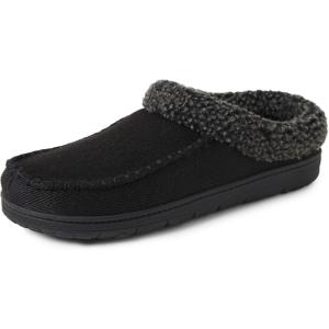 Dearfoams Men’s Brendan Indoor/Outdoor Breathable Memory Foam Clog House Shoe with Wide Widths Slipper(Black (Twill))