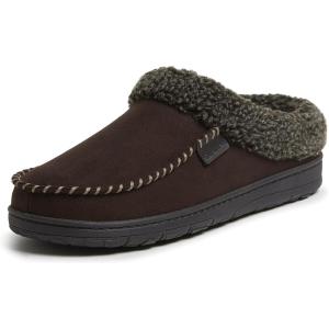 Dearfoams Men’s Brendan Indoor/Outdoor Breathable Memory Foam Clog House Shoe with Wide Widths Slipper(Coffee 2)