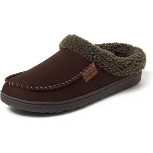 Dearfoams Men’s Brendan Indoor/Outdoor Breathable Memory Foam Clog House Shoe with Wide Widths Slipper(Coffee)