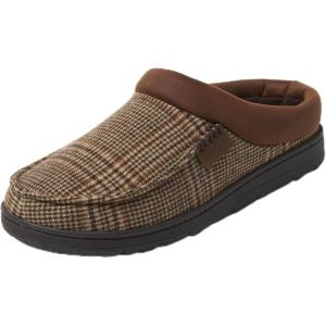 Dearfoams Men’s Brendan Indoor/Outdoor Breathable Memory Foam Clog House Shoe with Wide Widths Slipper(Plaid)