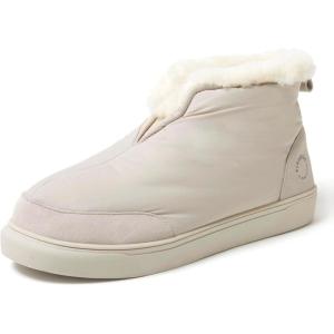 Dearfoams Men’s Fireside Nylon Australian Shearling Water Resistant Après Winter Warm Up Bootie Snow Boot(Cream Linen)