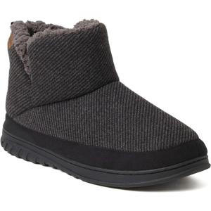 Dearfoams Men’s James Woven Boot Slipper(Black)