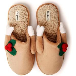 Dearfoams Men’s Matching Family Holiday Christmas Reindeer & Turkey Scuff Slippers(Men’s Turkey)