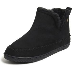 Dearfoams Men’s Memory Foam Indoor House Slippers Brixen Ankle Boot House Shoes – Gifts for Men(Black)