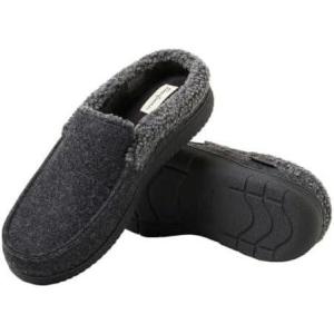 Dearfoams Men’s Memory Foam Insole Slipper (BLACK, US Footwear Size System, Adult, Men, Numeric Range, Medium, 13, 14)(Black)
