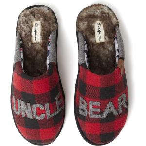 Dearfoams Men’s Uncle Bear Slipper(Furry Plaid)