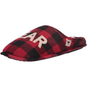 Dearfoams Men’s Uncle Bear Slipper(Red Plaid)