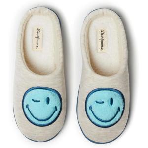 Dearfoams Unisex Adult Smile Icon Retro Preppy Slippers(Women’s Blue)