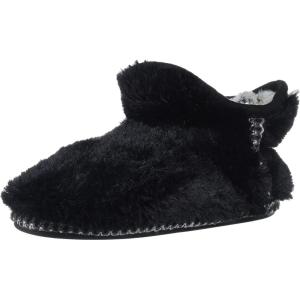 Dearfoams Unisex-Child Charlotte faux faux fur Bootie Slipper(Black)