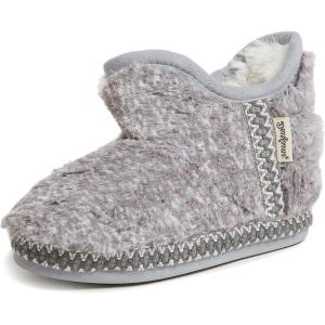 Dearfoams Unisex-Child Charlotte faux faux fur Bootie Slipper(Grey Frost)