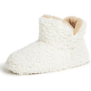 Dearfoams Women’s Chelsea Faux Fuzzy Sherpa Indoor House Bootie Slipper(Muslin)