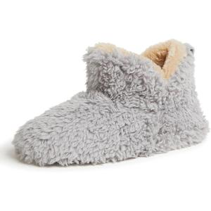 Dearfoams Women’s Chelsea Faux Fuzzy Sherpa Indoor House Bootie Slipper(Sleet)