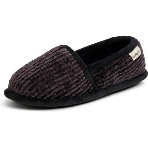 Dearfoams Women’s Chenille A-Line Slipper(Black)