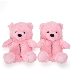 Dearfoams Women’s Cozyfoams Plush Animal Slippers – Fuzzy Character House Shoes Memory Foam Comfort(Pink Bear)