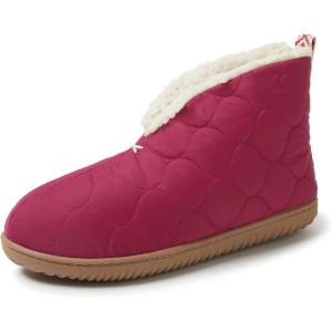 Dearfoams Women’s Indoor/Outdoor Warm Up Bootie Slipper(Sangria)