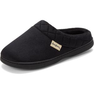 Dearfoams Women’s Lightweight Memory Foam Indoor House Slipper Darcy Velour Clog with Wide Widths(Black)