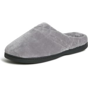 Dearfoams Women’s Lightweight Memory Foam Indoor House Slipper Darcy Velour Clog with Wide Widths(Medium Grey)