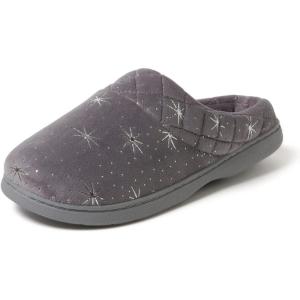 Dearfoams Women’s Lightweight Memory Foam Indoor House Slipper Darcy Velour Clog with Wide Widths(Starry Night Sky)