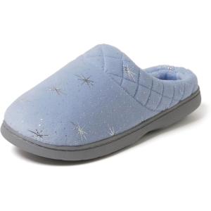 Dearfoams Women’s Lightweight Memory Foam Indoor House Slipper Darcy Velour Clog with Wide Widths(Starry Sky)