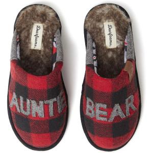 Dearfoams Women’s Mama Bear Slipper(Furry Plaid)