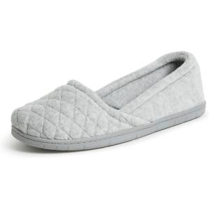 Dearfoams Women’s Microfiber Velour A-Line Flat(Light Heather Grey)