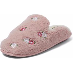 Dearfoams Women’s Novelty Gift Teddy Sherpa Scuff Slip On House Shoe(Pink)