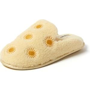 Dearfoams Women’s Novelty Gift Teddy Sherpa Scuff Slip On House Shoe(Yellow)