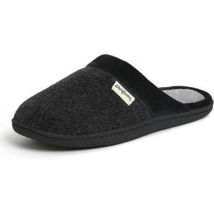 Dearfoams Women’s Samantha Knit Closed Toe Scuff Slipper(Black)