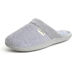Dearfoams Women’s Samantha Knit Closed Toe Scuff Slipper(Sleet)