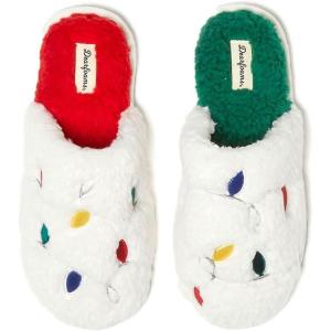 Dearfoams Women’s Ugly Sweater Closed Toe Scuff Slipper(Christmas Lights)