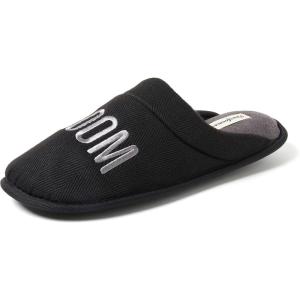 Dearfoams mens Groom & Groomsmen Giftable Wedding Day Scuff(“Groom” Black)