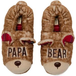 Dearfoams mens Matching Family Holiday Papa Bear Sherpa Lined Moc Toe With Embroidery Slipper(Furry Teddy)