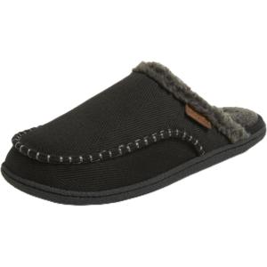 Dearfoams mens Matthew Moc Toe Scuff Indoor Outdoor House Shoe(Black)