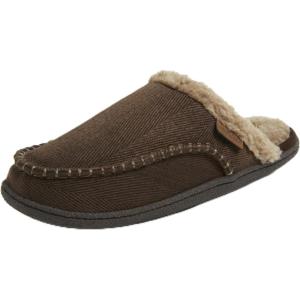Dearfoams mens Matthew Moc Toe Scuff Indoor Outdoor House Shoe(Coffee)