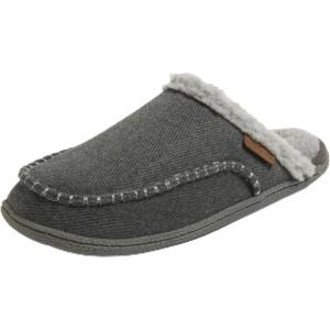 Dearfoams mens Matthew Moc Toe Scuff Indoor Outdoor House Shoe(Grey)