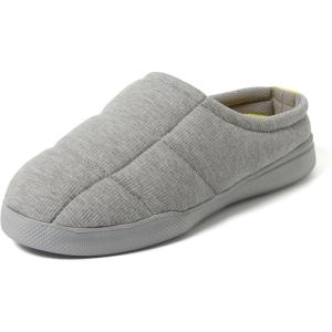 Dearfoams mens Memory Foam Indoor Outdoor House Slipper – Brayden Clog – Gifts for Men(Light Heather Grey)