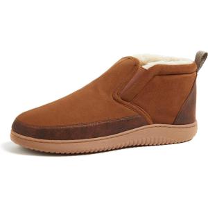 Dearfoams mens Spencer Microsuede Indoor/Outdoor Comfort Boot With Fleece Lining(Chestnut)