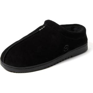 Dearfoams mens Suede Indoor Outdoor Clog(Black)