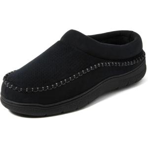 Dearfoams mens Thompson Memory Foam Clog SlipperSlipper(Black Perforated)