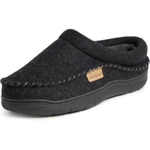 Dearfoams mens Thompson Memory Foam Clog SlipperSlipper(Black (Wool))
