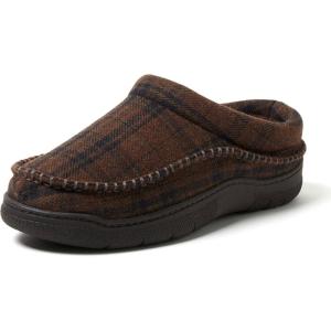 Dearfoams mens Thompson Memory Foam Clog SlipperSlipper(Brown Plaid)