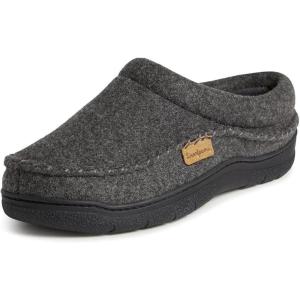 Dearfoams mens Thompson Memory Foam Clog SlipperSlipper(Dark Heather Grey (Wool))