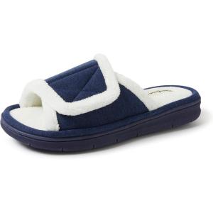 Dearfoams womens Adjustable Indoor/Outdoor Machine Washable Memory Foam Slide(Navy)